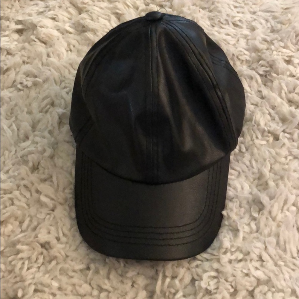 Faux leather baseball cap